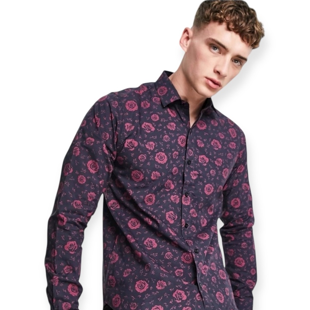 Bolongaro Trevor rose print slim fit shirt